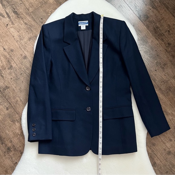 Pendleton Blazer Vintage Classic Virgin Wool Dress Jacket Navy Blue 8 - Picture 15 of 17